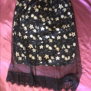 Midi Skirt Floral Black Lace **Great w/ Boots!!**